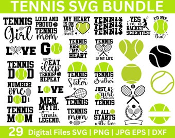 Tennis SVG Bundle, Tennis Ball svg, Tennis Mom svg, Tennis quotes svg,  Love Tennis SVG, Tennis Racket Svg, sports svg, Tennis  Silhouette