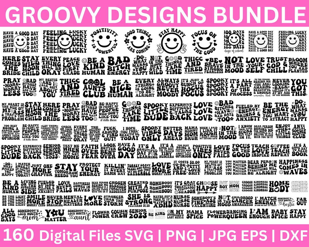 160 Groovy Mama Svg Bundle, Boho Svg, Hippie Svg, Aesthetic Svg ...