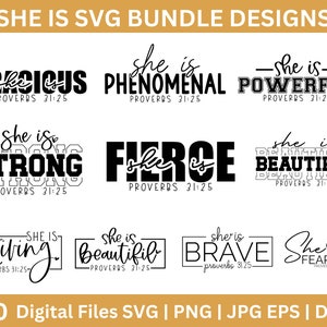 She is Strong SVG, She is Fearless svg, She is Fierce svg, Positive Quotes, Motivational svg, Women Empowerment Bundle, Mom Life svg
