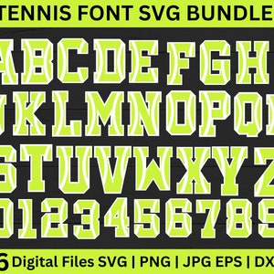 Tennis Ball Team Zahlen Buchstabe Schriftart Alphabet SVG, Tennis svg, Tennis Ball svg, Tennis Buchstaben und Zahlen svg, Sport schrift, uni schrift