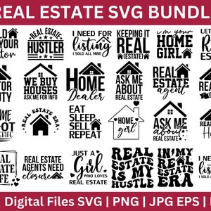 Real Estate SVG Bundle, Real Estate Agent SVG, Realtor Svg, Real Estate Agent Quotes Svg,  Real estate home svg, Svg Png Cricut Cut File