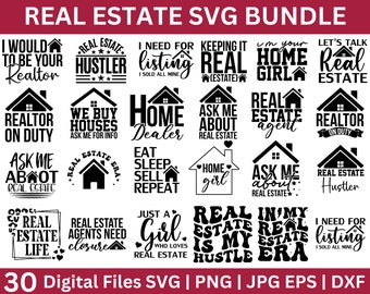 Real Estate SVG Bundle, Real Estate Agent SVG, Realtor Svg, Real Estate Agent Quotes Svg,  Real estate home svg, Svg Png Cricut Cut File