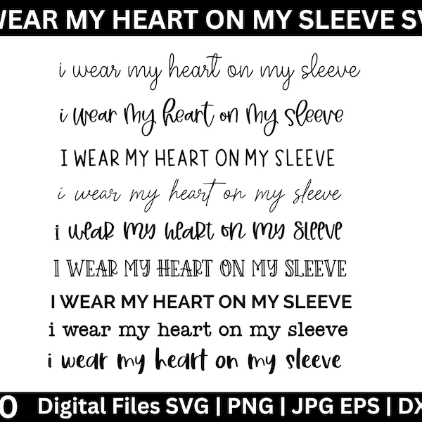 I Wear My Heart On My Sleeve SVG, Mama Shirt SVG, Mother's Day Svg, Mom Life, Heart Svg, Mama Svg, Mom Svg Bundle, Mother's Day Svg
