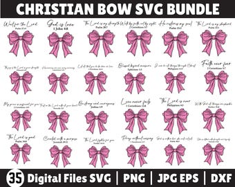 Coquette Christian svg Bundle, Bible Verse Svg, Pink Bow Design, Faith Svg, Coquette Svg, Christian SVG, Digital Download