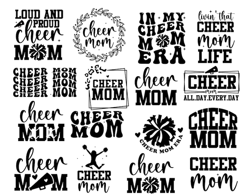 Cheer Mom Svg Bundle, Cheer Life Svg, Cheerleader Mom Svg, Cheer Mom Shirt Svg, Mom Life Svg, Cheerleader Mom Designs, Cheer mom era svg image 2