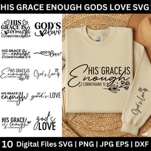 Sua Grazia Abbastanza Gods Love Svg bundle, Elegante Citazione Cristiana, Versetto della Bibbia in formato SVG, Scrittura in formato SVG, Religioso in formato Svg, Cristiano in formato SVG
