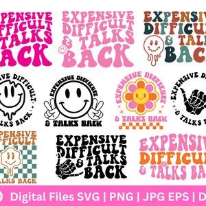 Expensive Difficult And Talks Back svg bundle, Mom Skeleton PNG, Funny Saying Png, Front And Back PNG, Retro Trendy Sublimation Shirt design