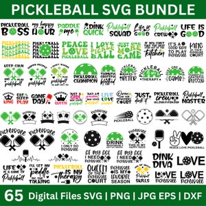 65 Pickleball SVG Bundle, Pickleball SVG, Pickleball Mom SVG, Pickleball Court Svg, Pickleball Paddles, Pickleball shirt, Digital Download