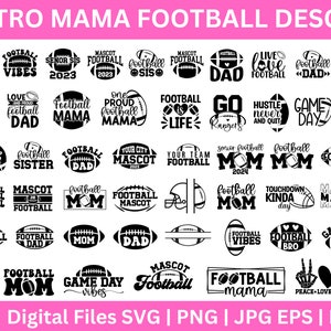 Voetbal moeder SVG bundel, voetbal lettertype, moeder leven SVG, ondersteunende moeder SVG, voetbal papa SVG, Game Day Vibes SVG, voetbal helm SVG