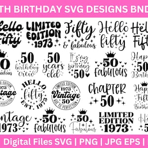 50e verjaardag SVG bundel, 50e verjaardag SVG, vintage 1972 SVG, vijftig verjaardag SVG, verjaardag clipart, vijftig SVG, vijftig verjaardag SVG