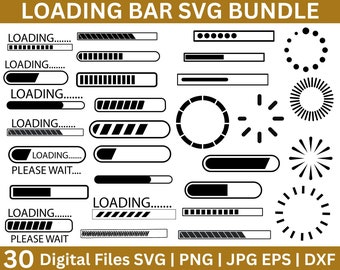 Loading Bar Svg bundle, Loading Svg, Loading Please Wait SVG, Loading Bar, Loading Icon Svg, Please wait svg, Loading Progress Bar
