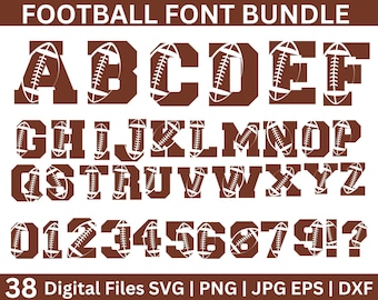 Football SVG Alphabet, Football Alphabet And Numbers SVG Bundle, Football Numbers Svg, Football Font SVG, Football Letters Svg