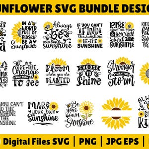 Sunflower svg Bundle, Kindness SVG, Bee Svg, Positive Quotes Png, Sunflower svg, Motivational Quotes, Monogram Svg, Sunflower Quotes svg