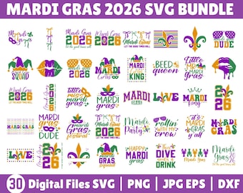 Paquete de SVG de Mardi Gras, SVG de Mardi Gras 2026, SVG de Carnaval, SVG de Martes Gordo, SVG de Luisiana, SVG de Festival, SVG de Carnaval de Mardi Gras
