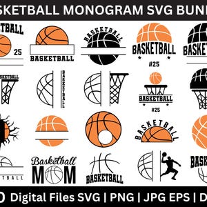 Basketball-Monogramm SVG-Bundle, Basketball-Namensnummer SVG-Png, Senior Basketball Mom-Svg-Png, Basketball-Split-Netz-Svg, Basketball-Team-Svg