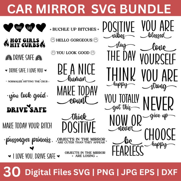 Car Mirror Saying Bundle, Car Mirror Decal svg, Digital Decal Files, Car Decal. Files for Cars, Cut Files for Cricut  Digital Download