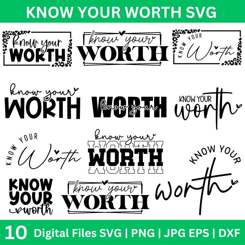 Know Your Worth SVG, Self Love Svg, Mental Health Svg, Positive Quote ...