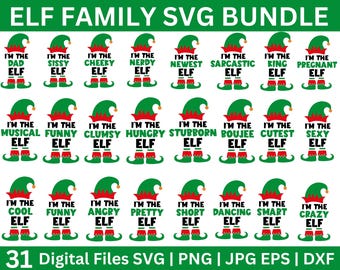Paquete SVG de familia de elfos, archivo SVG de elfos, camisa SVG de familia de elfos, Svg de Navidad familiar, Svg de camisas navideñas, Svg de elfo navideño, Svg de elfo divertido