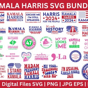 Kamala Harris 2024 Png Bundle, Kamala For President svg, Harris 2024 svg,Kamala America Png,vice president svg,black history svg,kamala svg