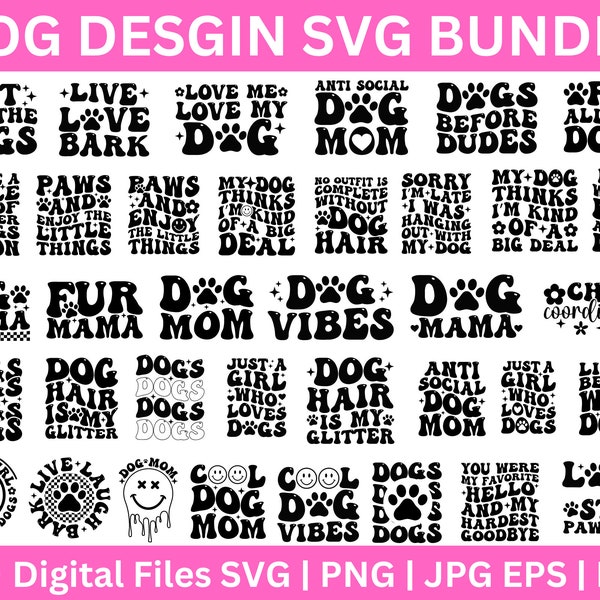 60 Dog Mom Svg Bundle, Dog Quotes Svg, Dog Wavy Svg, Funny Dog Svg, Dog Paw Svg, Fur Mama Svg, Animal Lover svg,Groovy Dog, Paw Prints SVG