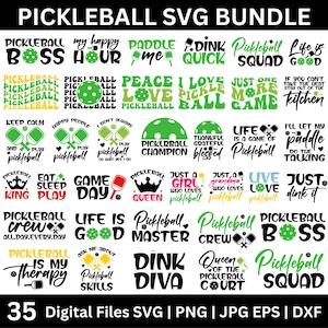 35 Pickleball SVG Bundle, Pickleball SVG, Pickleball Mom SVG, Pickleball Court Svg, Pickleball Paddle, Pickleball shirt svg,Digital Download