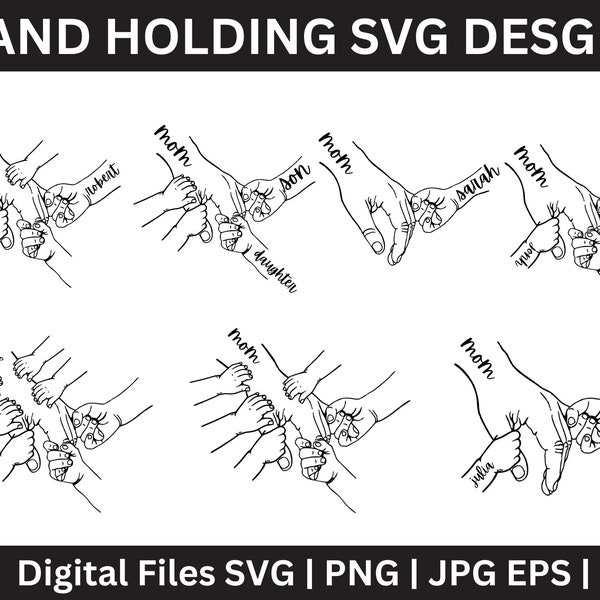 Bundle 1-7 Hands Mother's Day Svg, Custom Mama And Kid Hands, Mother's Day Fist Bump Set Svg, Grandma Gift, Baby Toddler Kid Mom Fist Bump