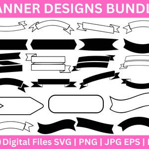 Banner svg, Ribbon svg bundle, ribbon banner svg cut files, Banners svg for cricut, Banner Clipart, Instant Download
