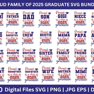 Família orgulhosa de 2025 Graduado Svg bundle, Família sênior Png, Graduação Png Família orgulhosa de 2025 svg, Família de graduação svg