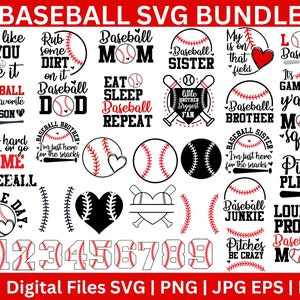 Paquete svg de béisbol, citas de béisbol svg, fuente de béisbol svg, puntadas de béisbol svg, mamá de béisbol, corazón de béisbol svg, jugador de béisbol svg