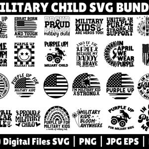 Militärkind-Svg-Bundle, Monat des Militärkinds-Svg, Militärkinder Png, Purple Up Png, Flaggen-Svg, We Wear Purple