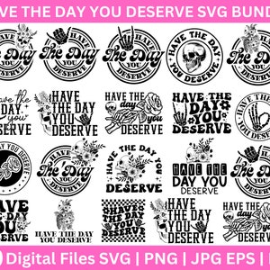 Geniet van de dag dat je het verdient SVG, vredesteken skelet, grappige karma-svg, snarky svg, grappige skelet-svg, schedel png verdienen, klassiek retro ontwerp