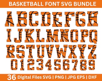 バスケットボールフォントSVGバンドル、バスケットボール数字SVG、バスケットボールアルファベットSVG、スポーツフォントSVG、スポーツアルファベットSVG、バスケットボール文字SVG