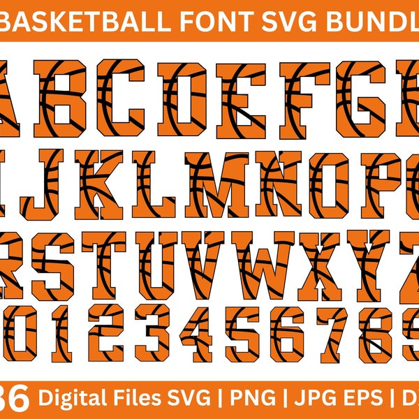 Basketball Font SVG bundle, Basketball Numbers SVG, Basketball Alphabet SVG, Sport Font Svg, Sport Alphabet Svg, Basketball Letters svg