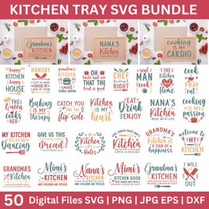 Kitchen Tray Svg Bundle 50 Designs, Cutting Board Svg, Plate svg, tray laser file board, Baking svg, mom kitchen svg cutting board laser png