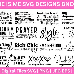 She is me SVG Bundle, Postive quotes Svg, Woman Affirmation Svg, Motivational Svg bundle, Strong Woman Svg,She is Strong Svg