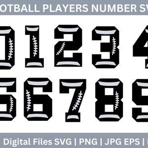 Football Player Numbers Svg Bundle, Football Number Font, Football svg, Sports Font SVG, Number Cut File, Football svg cricut, Varsity Font