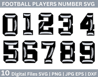 Football Player Numbers Svg Bundle, Football Number Font, Football svg, Sports Font SVG, Number Cut File, Football svg cricut, Varsity Font