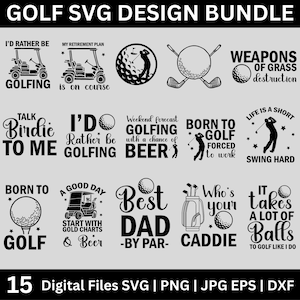 ゴルフ SVG バンドル、ゴルフ SVG バンドル、ゴルファー SVG、ゴルフ クオート SVG、ゴルフ Cricut SVG、ゴルフ カート SVG、即時ダウンロード