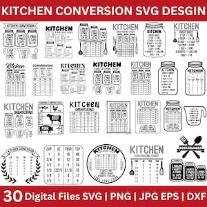 Küchen-Umwandlungstabelle SVG, dekorative Küche-Umwandlung, Küchenmessung-Umwandlungstabelle SVG, Küchenschild-Svg, Cut-Datei-Cricut