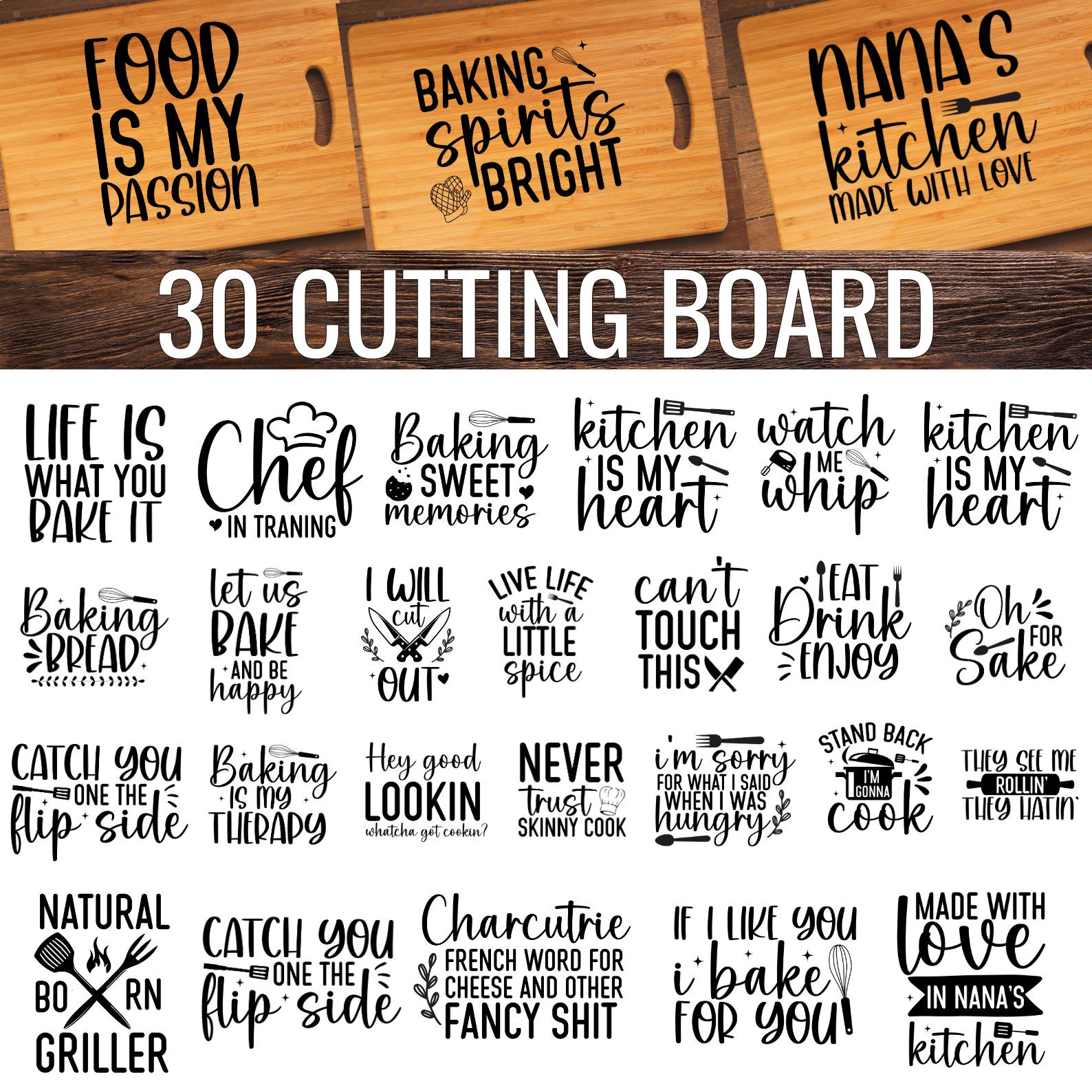 Cutting Board Svg Bundle, Chopping Board Svg, Cutting Board Designs ...