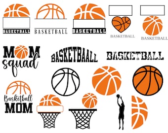 Nome personalizzato della squadra di basket in formato svg, maglietta personalizzata della squadra di basket, mamma di basket in formato svg, monogramma diviso per basket, file Cricut