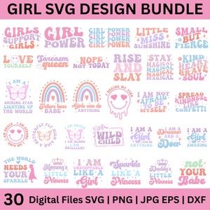 Bundle rétro petite fille SVG, petite fille citations svg, Svg petite fille, petite fille dictons svg, fichiers de coupe pour Cricut, téléchargement numérique