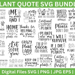 Plant SVG Bundle, Plant Lover SVG, Plant Quote Svg, Plant Mom Svg, houseplant svg, Gardening Quote svg, Crazy plant lady svg, plant cut file