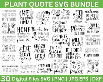 Paquete SVG de plantas, Amante de las plantas SVG, Cita de plantas Svg, Planta Mamá Svg, planta de interior svg, Cita de jardinería svg, Crazy plant lady svg, archivo de corte de plantas