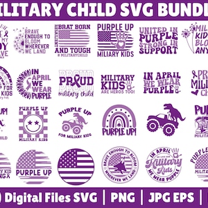 Militärkind-Svg-Bundle, Monat des Militärkinds Svg, Militärkinder Png, Purple Up Png, Vaterländische Armee-Kind-Shirt-Design-Svg