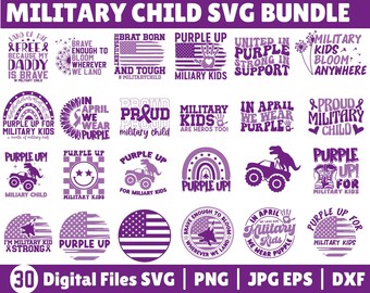 Military Child Svg Bundle, Month of the Military Child Svg, Military Kids Png, Purple Up Png, Patriotic Svg, Military Child Shirt Design Svg