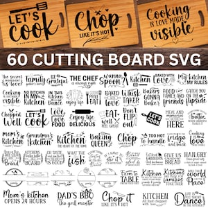 60 Cutting Board SVG Bundle, Funny Cutting Board Svg, Chopping Board, Kitchen Towel, Pot Holder Svg, Kitchen Decor svg, Svg File for cricut