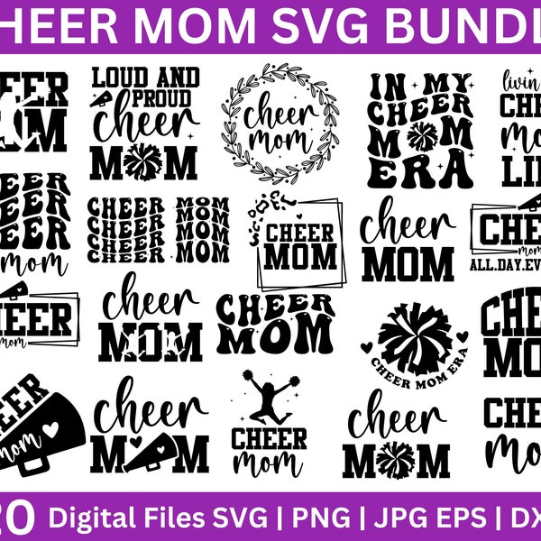 Cheer Mom Svg Bundle, Cheer Life Svg, Cheerleader Mom Svg, Cheer Mom Shirt Svg, Mom Life Svg, Cheerleader Mom Designs, Cheer mom era svg