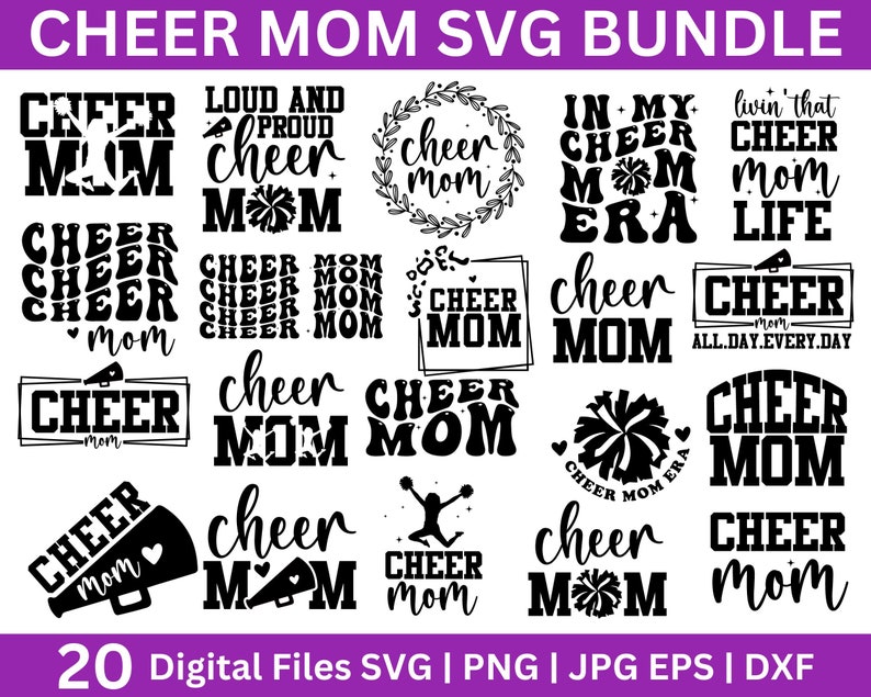 Cheer Mom Svg Bundle, Cheer Life Svg, Cheerleader Mom Svg, Cheer Mom Shirt Svg, Mom Life Svg, Cheerleader Mom Designs, Cheer mom era svg image 1