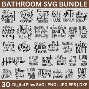 30 Funny Bathroom SVG Bundle, Bathroom Quote Svg, Bathroom Farmhouse Designs, Bathroom SVG Bundle, Cut File Cricut, Téléchargement numérique